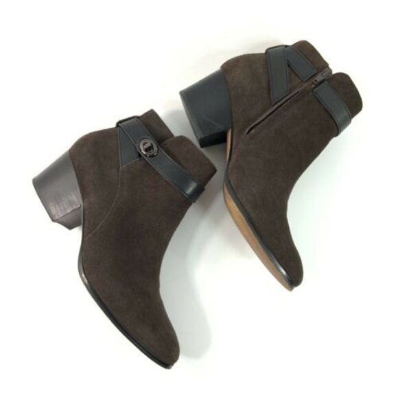 Coach Suede Bootie Harness Block Heel Signature Coach Lock Detail 8.5 - Picture 5 of 12